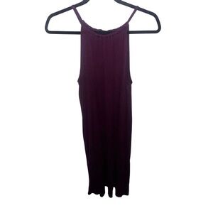 Eileen Fisher Knit Cinch Neck Maxi Dress BlackBerry Purple Large Sustainable